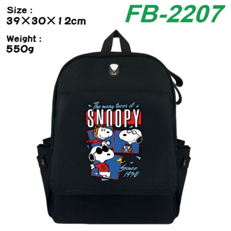 Peanuts‌ Canvas Flip Backpack Student Schoolbag Headphone Hole 39X30X12CM