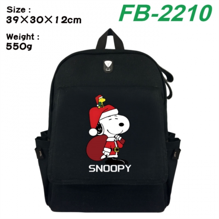 Peanuts‌ Canvas Flip Backpack Student Schoolbag Headphone Hole 39X30X12CM 