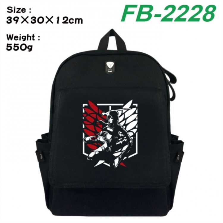 Shingeki no Kyojin Canvas Flip Backpack Student Schoolbag Headphone Hole 39X30X12CM 