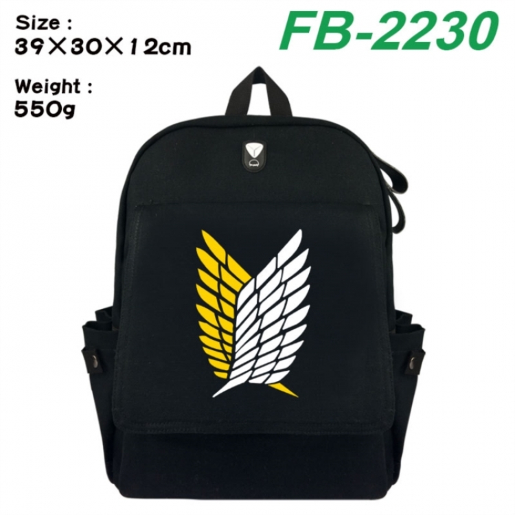 Shingeki no Kyojin Canvas Flip Backpack Student Schoolbag Headphone Hole 39X30X12CM 