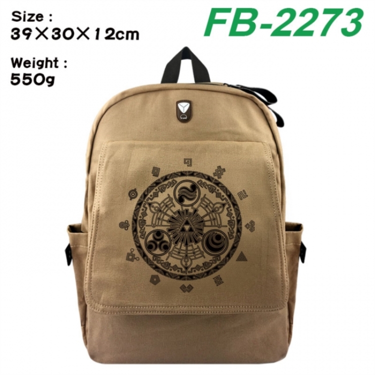The Legend of Zelda Canvas Flip Backpack Student Schoolbag Headphone Hole 39X30X12CM 