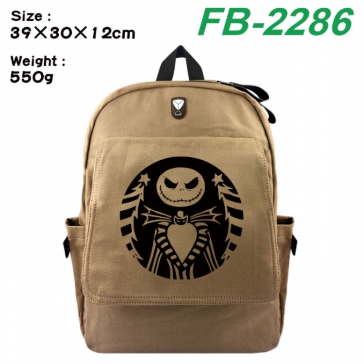 The Nightmare Before Christmas Canvas Flip Backpack Student Schoolbag Headphone Hole 39X30X12CM 