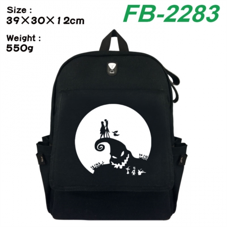 The Nightmare Before Christmas Canvas Flip Backpack Student Schoolbag Headphone Hole 39X30X12CM 