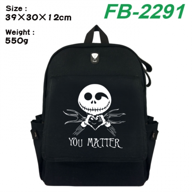The Nightmare Before Christmas Canvas Flip Backpack Student Schoolbag Headphone Hole 39X30X12CM 
