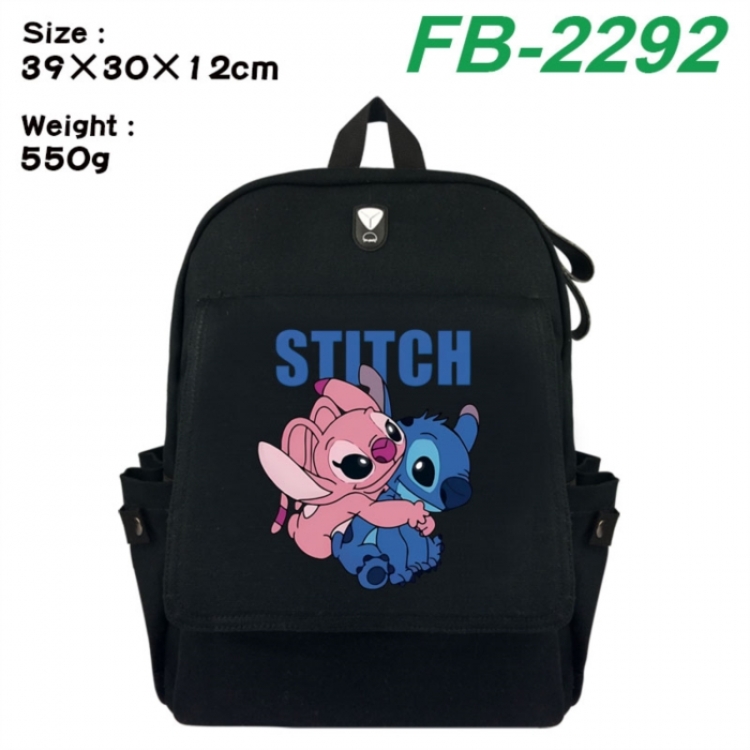 Lilo & Stitch Canvas Flip Backpack Student Schoolbag Headphone Hole 39X30X12CM 