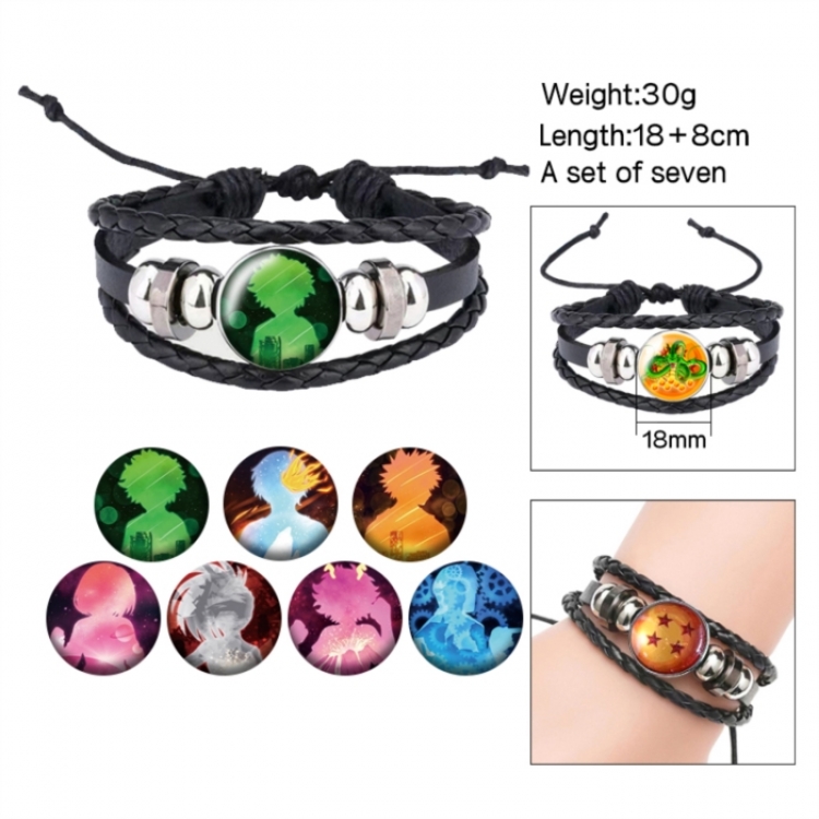 My Hero Academia Anime Freestyle Crystal Leather Rope Bracelet Set 30g