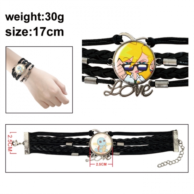 Panty & Stocking with Garterbelt Anime bracelet multi-layer leather gemstone bracelet price for 5 pcs