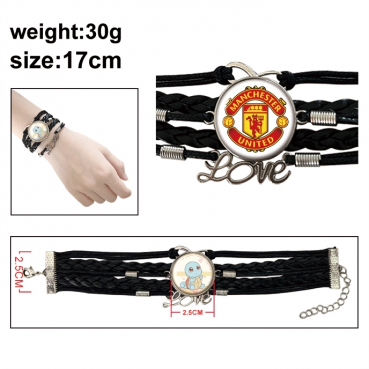 Football Anime bracelet multi-layer leather gemstone bracelet price for 5 pcs