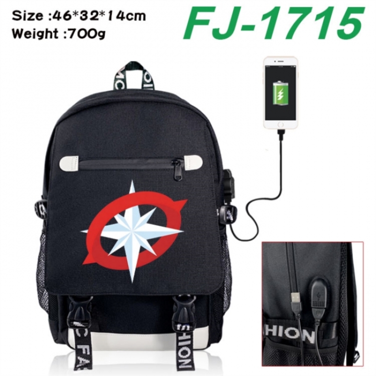 Stray Kids canvas USB backpack cartoon print student backpack 46X32X14CM 700g 