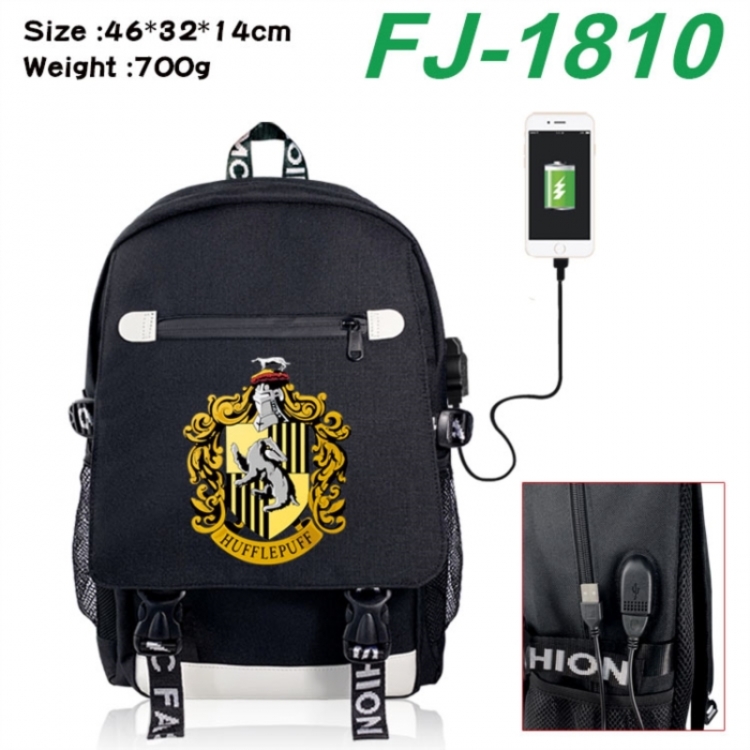 Harry Potter canvas USB backpack cartoon print student backpack 46X32X14CM 700g 