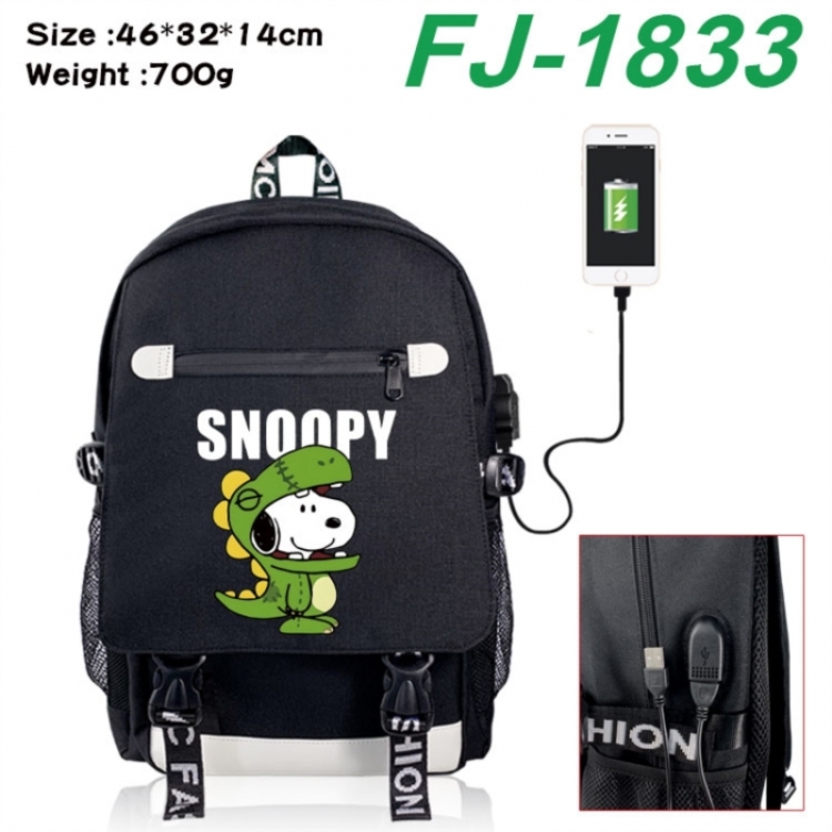 Peanuts‌ canvas USB backpack cartoon print student backpack 46X32X14CM 700g 