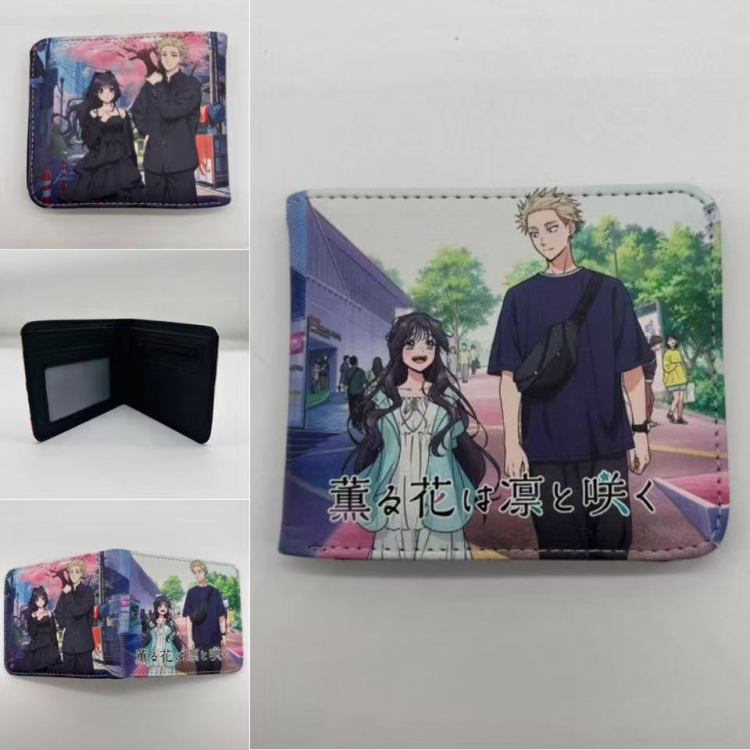 The Fragrant Flower Blooms with Dignity‌ Full color Two fold short card case wallet 11X9.5CM 