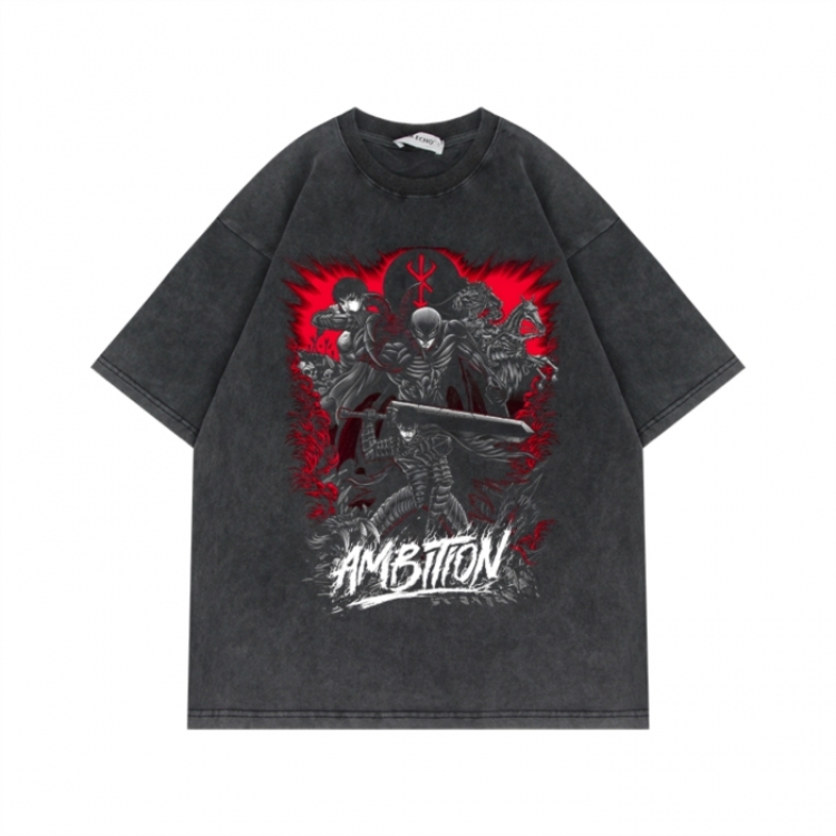 Berserk Anime Surrounding Direct Spray Technology Colorful Wash Short Sleeve T-shirt from S to 2XL
