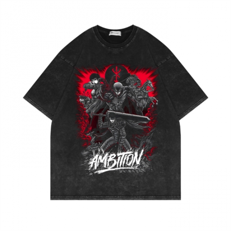 Berserk Anime Surrounding Direct Spray Technology Colorful Wash Short Sleeve T-shirt 280 grams from S to 2XL