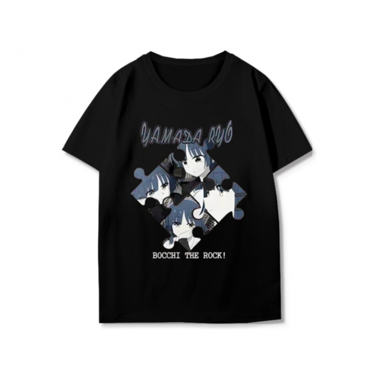 BOCCHI THE ROCK! Anime peripheral black and white short-sleeved T-shirt from S to 3XL