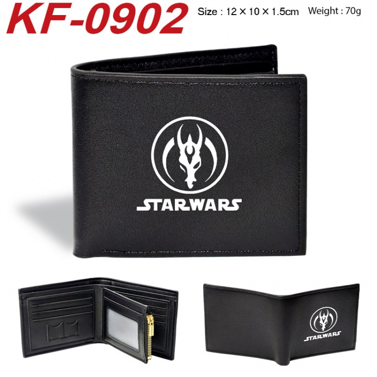 Star Wars Anime peripheral black brown leather double fold wallet 12X10X1.5CM 70g