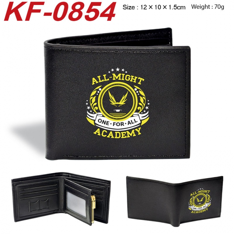 My Hero Academia Anime peripheral black brown leather double fold wallet 12X10X1.5CM 70g