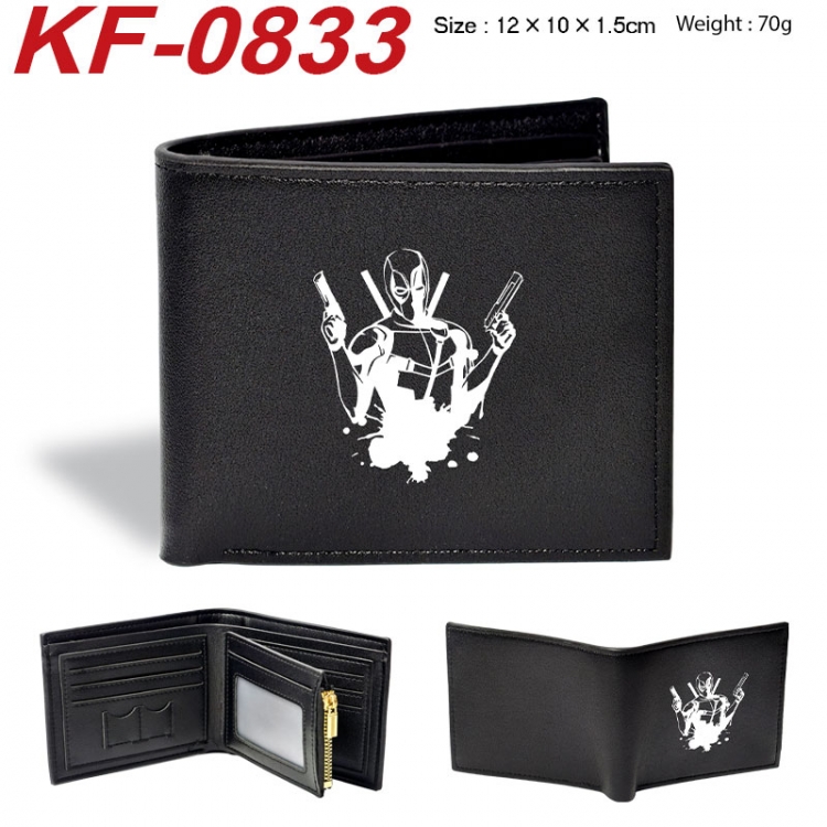 Marvel Anime peripheral black brown leather double fold wallet 12X10X1.5CM 70g