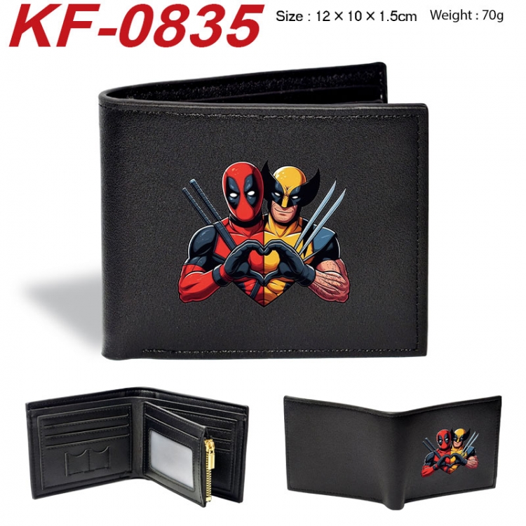 Marvel Anime peripheral black brown leather double fold wallet 12X10X1.5CM 70g