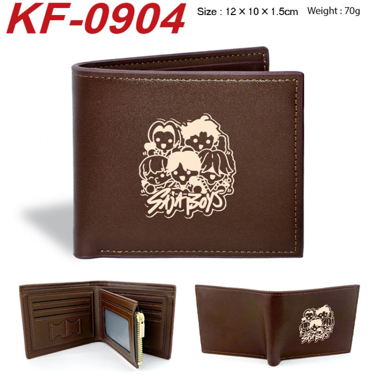 K-Pop:Demon Hunters Anime peripheral black brown leather double fold wallet 12X10X1.5CM 70g