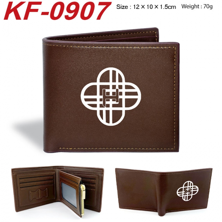 K-Pop:Demon Hunters Anime peripheral black brown leather double fold wallet 12X10X1.5CM 70g
