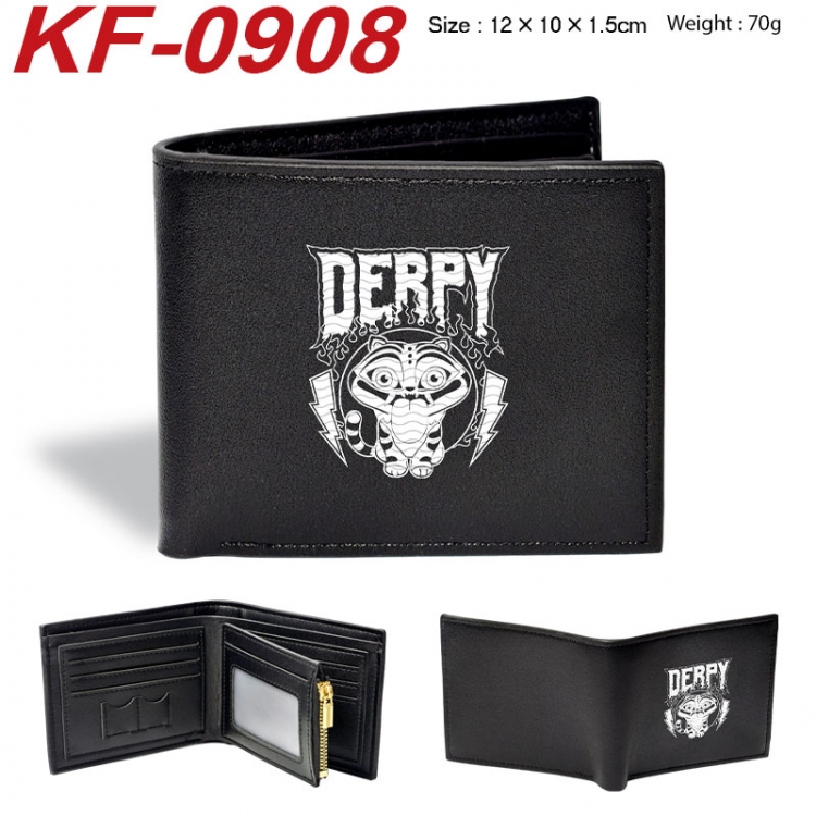 K-Pop:Demon Hunters Anime peripheral black brown leather double fold wallet 12X10X1.5CM 70g