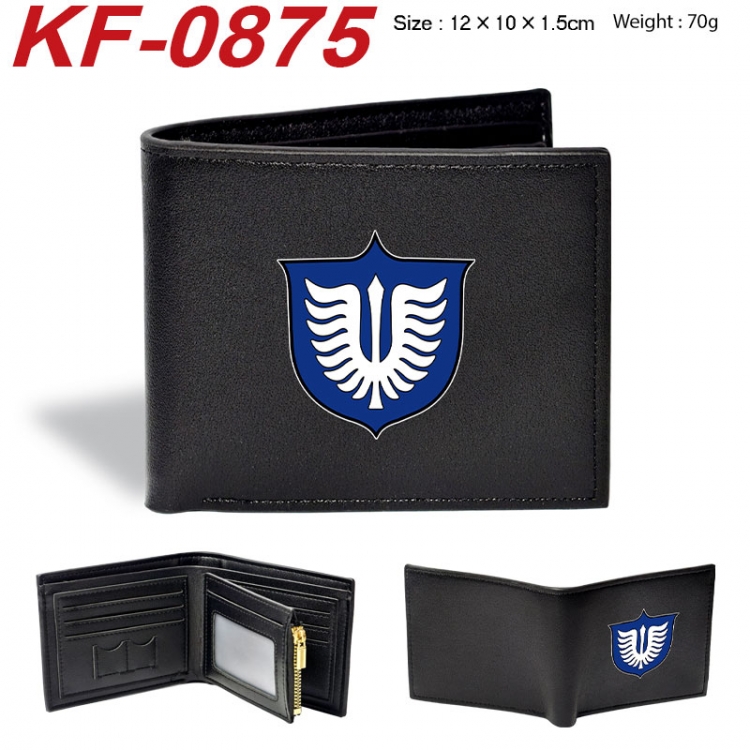 Berserk Anime peripheral black brown leather double fold wallet 12X10X1.5CM 70g