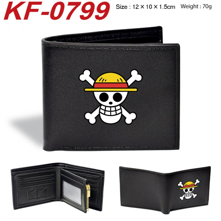One Piece Anime peripheral black brown leather double fold wallet 12X10X1.5CM 70g