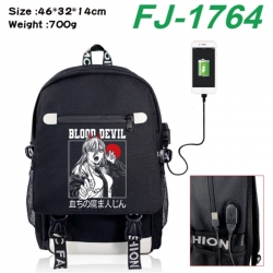 Chainsaw Man canvas USB backpa...