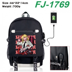 Chainsaw Man canvas USB backpa...