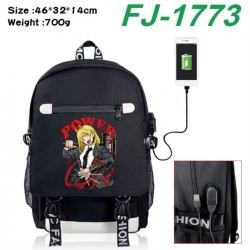 Chainsaw Man canvas USB backpa...