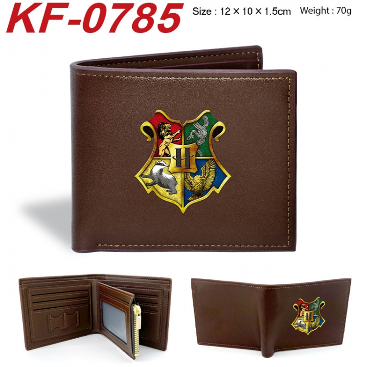 Harry Potter Anime peripheral black brown leather double fold wallet 12X10X1.5CM 70g