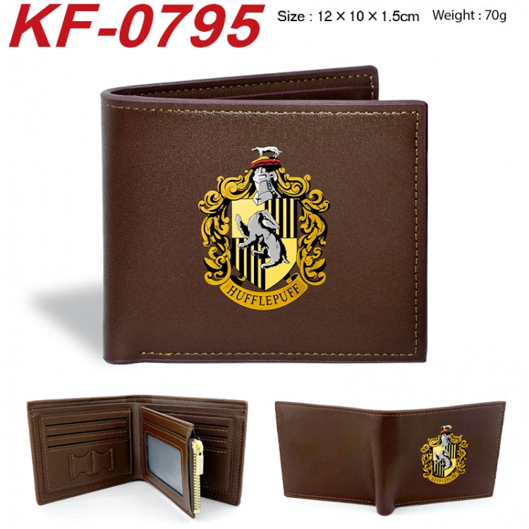 Harry Potter Anime peripheral black brown leather double fold wallet 12X10X1.5CM 70g