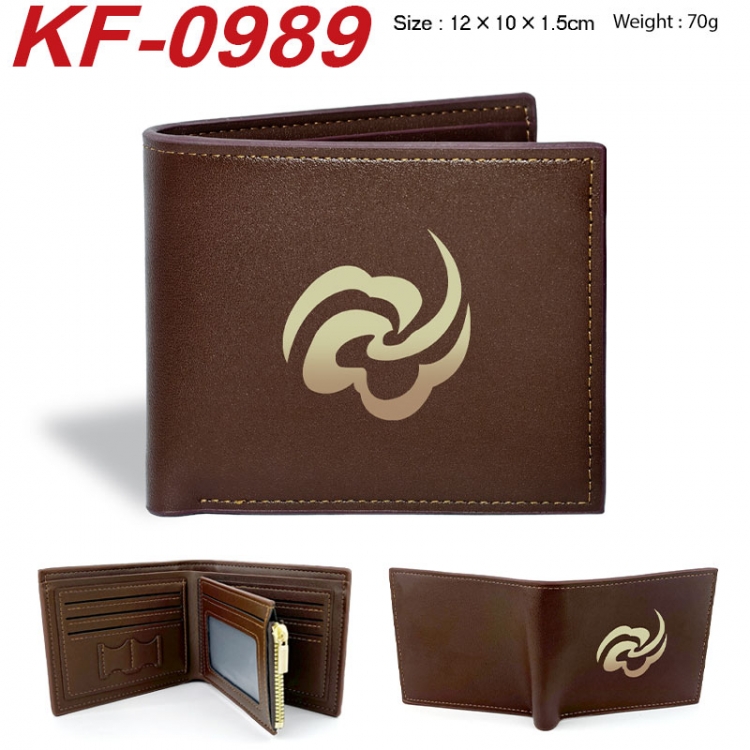 Honkai: Star Rail Anime peripheral black brown leather double fold wallet 12X10X1.5CM 70g