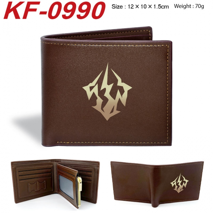 Honkai: Star Rail Anime peripheral black brown leather double fold wallet 12X10X1.5CM 70g