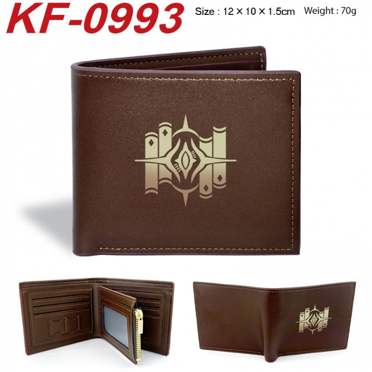 Honkai: Star Rail Anime peripheral black brown leather double fold wallet 12X10X1.5CM 70g