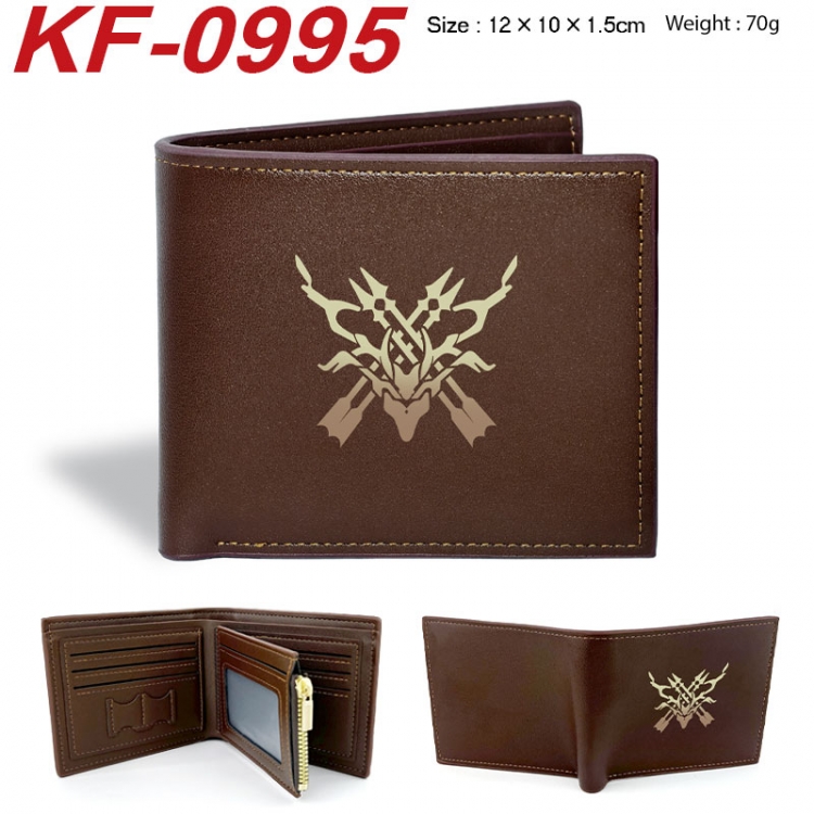Honkai: Star Rail Anime peripheral black brown leather double fold wallet 12X10X1.5CM 70g