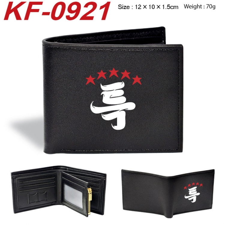 Stray Kids Anime peripheral black brown leather double fold wallet 12X10X1.5CM 70g