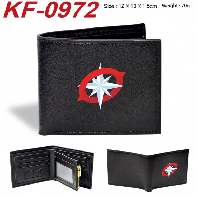Stray Kids Anime peripheral black brown leather double fold wallet 12X10X1.5CM 70g