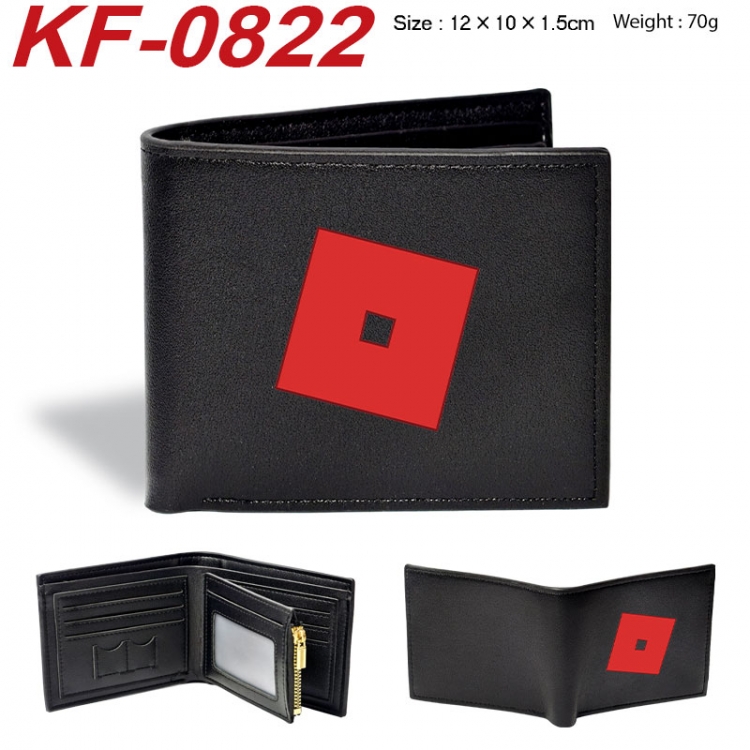Roblox Anime peripheral black brown leather double fold wallet 12X10X1.5CM 70g