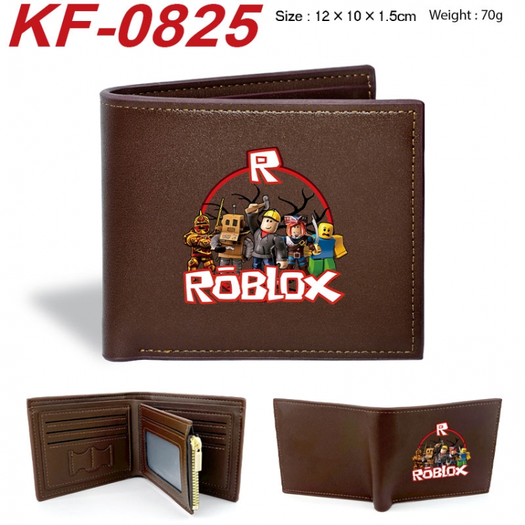 Roblox Anime peripheral black brown leather double fold wallet 12X10X1.5CM 70g