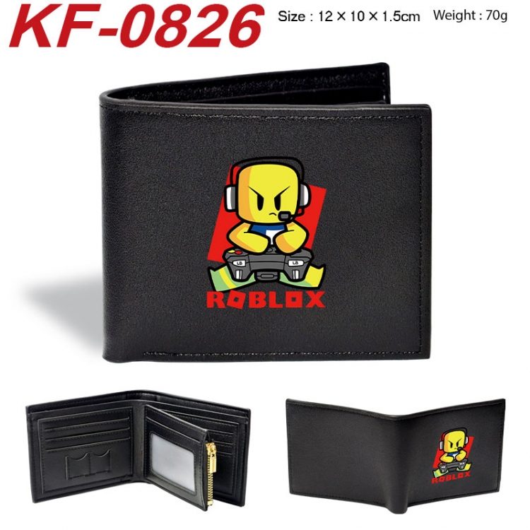 Roblox Anime peripheral black brown leather double fold wallet 12X10X1.5CM 70g
