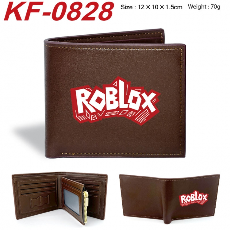 Roblox Anime peripheral black brown leather double fold wallet 12X10X1.5CM 70g
