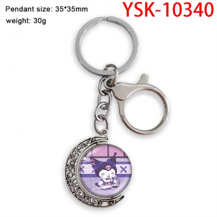 Kuromi Anime double-sided crystal rotating gemstone keychain pendant price for 5 pcs
