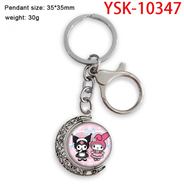 Kuromi Anime double-sided crystal rotating gemstone keychain pendant price for 5 pcs