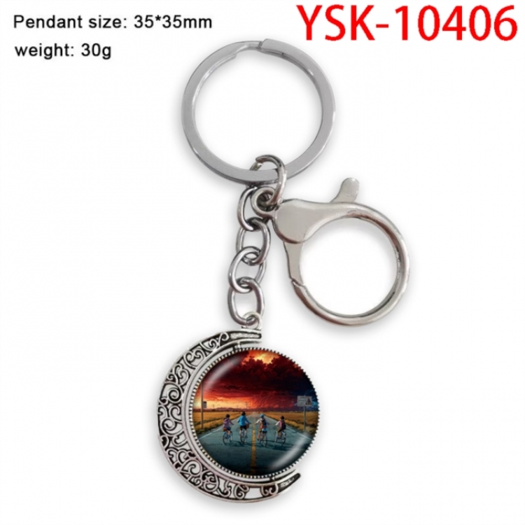 Stranger Things Anime double-sided crystal rotating gemstone keychain pendant price for 5 pcs