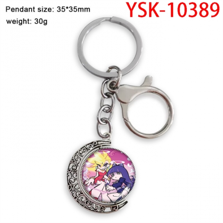 Panty & Stocking Anime double-sided crystal rotating gemstone keychain pendant price for 5 pcs