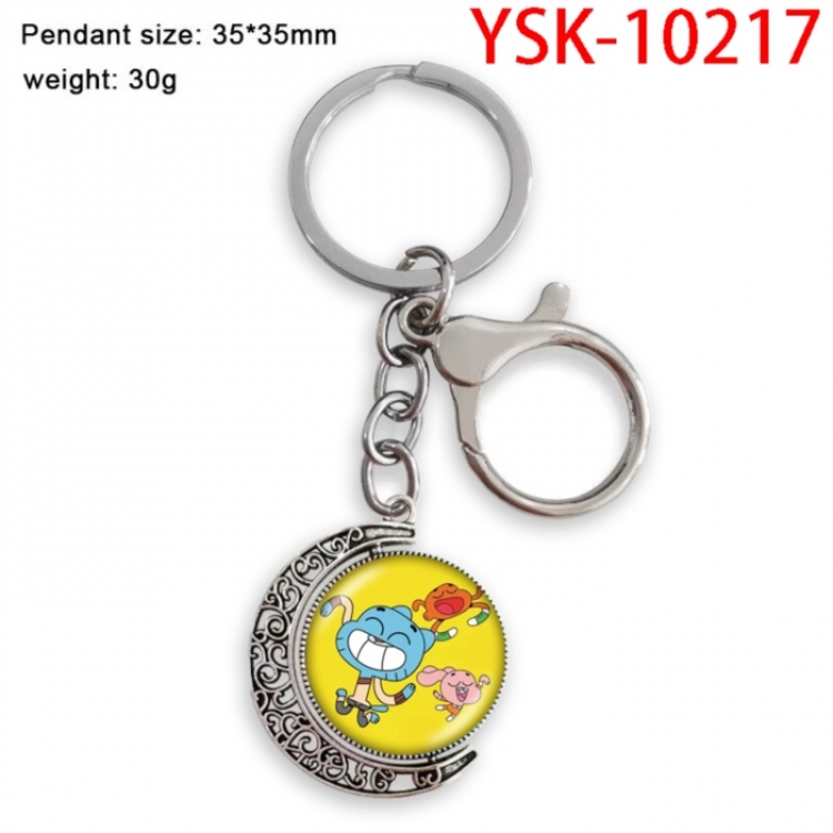 The Amazing World of Gumball Anime double-sided crystal rotating gemstone keychain pendant price for 5 pcs