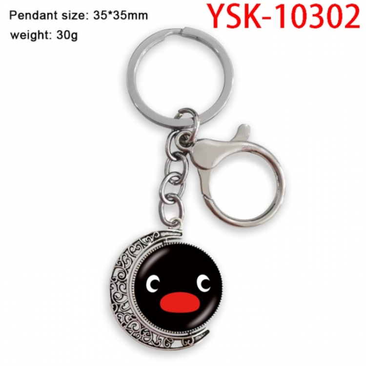 Pingu Anime double-sided crystal rotating gemstone keychain pendant price for 5 pcs