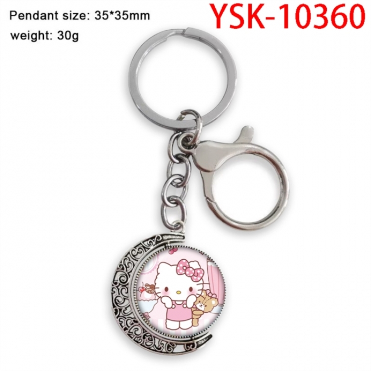 Hello Kitty Anime double-sided crystal rotating gemstone keychain pendant price for 5 pcs